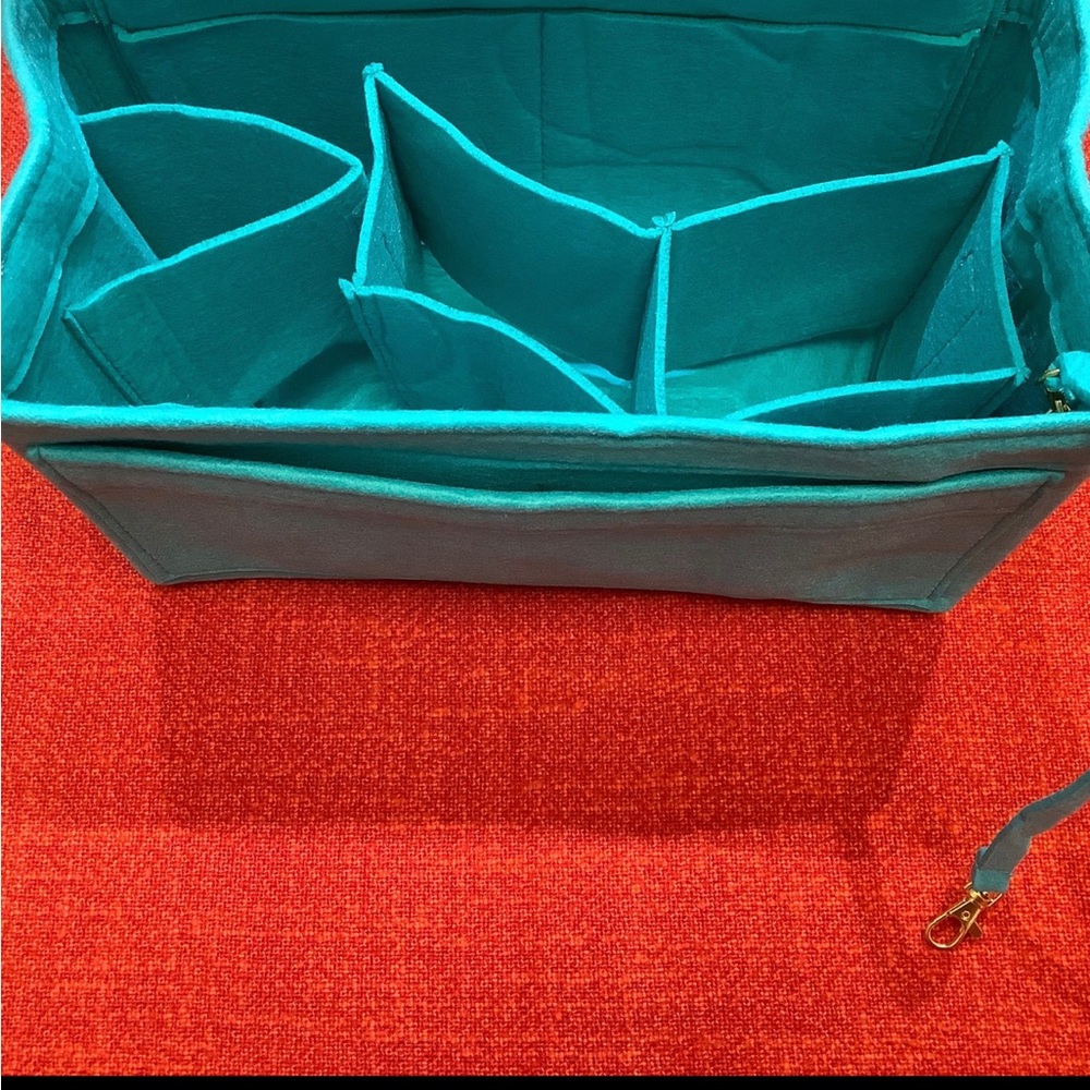 ❤️❤️Large teal/tortoise / tote Felt bag organizer ❤️ - Picture 5 of 5